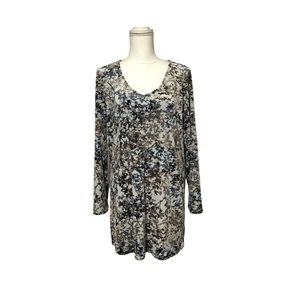 Pure Jill J Jill Tunic Top Womens Medium Zinc Calm Vines Floral Velour Soft